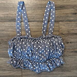 UO Blue polka dot crop top